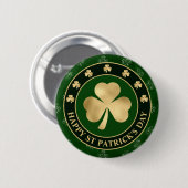 Green and Gold Shamrock Clover St Patrick's Day Ronde Button 5,7 Cm (Voorkant /achterkant)