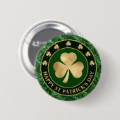 Green and Gold Shamrock Clover St Patrick's Day Ronde Button 5,7 Cm (Voorkant /achterkant)