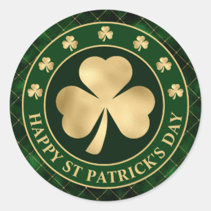 Green and Gold Shamrock Clover St Patrick's Day Ronde Sticker