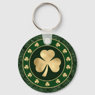 Green and Gold Shamrock Clover St Patrick's Day Sleutelhanger