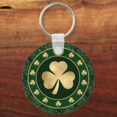 Green and Gold Shamrock Clover St Patrick's Day Sleutelhanger (Voorkant)