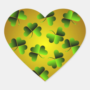 Green and Gold Shamrock Heart Sticker