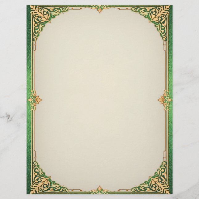 Green and Gold Simple Art Deco Briefhoofd (Voorkant)