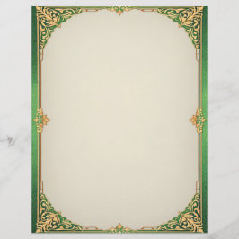 Green and Gold Simple Art Deco Stationery Briefhoofd