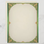 Green and Gold Simple Art Deco Stationery Briefhoofd (Voorkant / Achterkant)