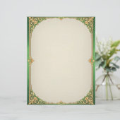 Green and Gold Simple Art Deco Stationery Briefhoofd (Staand voorkant)