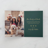 Green and Gold Snowflake 6 Photo Collage Happys  Feestdagen Kaart (Binnen)