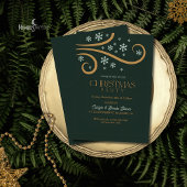 Green and Gold Snowflake Christmas Invitation Kaart