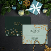 Green and Gold Snowflake Holiday RSVP Card