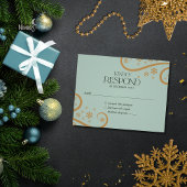 Green and Gold Snowflake Holiday RSVP Card