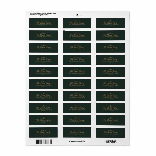 Green and Gold Snowflake Winter Address Label (Full Sheet)