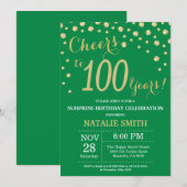 Green and Gold Surprise 100th Birthday Diamond Kaart (Voorkant / Achterkant)