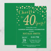 Green and Gold Surprise 40th Birthday Diamond Kaart (Voorkant / Achterkant)