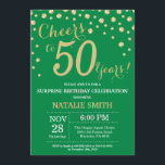 Green and Gold Surprise 50th Birthday Diamond Kaart<br><div class="desc">Verrassend 50e verjaardag Uitnodiging met de groene en gouden achtergrond van Glitter Diamond. Gold Confetti. Volwassen verjaardag. Mannelijke Mannen of vrouwen: Birthday. Voor verdere aanpassing,  te klikken gelieve de knoop "van de Aanpassing het"en ons ontwerphulpmiddel te gebruiken om deze sjabloon te wijzigen.</div>