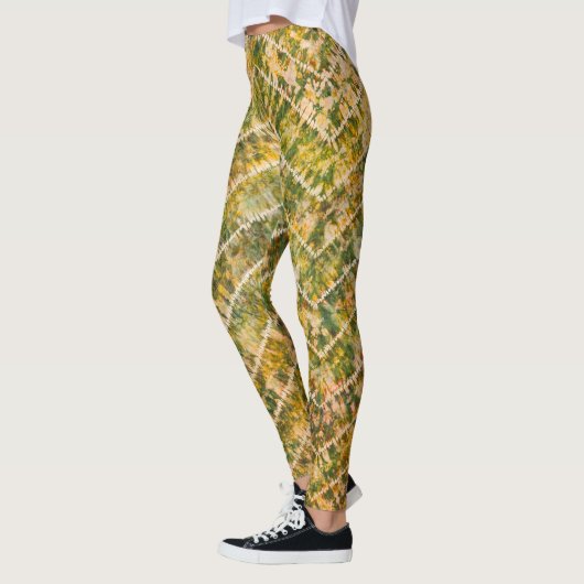 Green and Gold Tie Dye Chevron Pattern Leggings (Links)