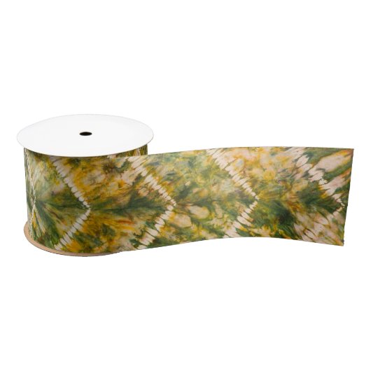Green and Gold Tie Dye Chevron Pattern Satijnen Lint (Spoel)