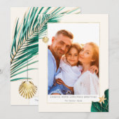 Green and Gold Tropical Greenery Foto Feestdagenkaart (Voorkant / Achterkant)