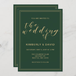 Green and Gold Wedding Kaart