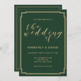 Green and Gold Wedding Kaart