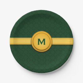 Green and Gold Wedding Monogram A04 Papieren Bordje