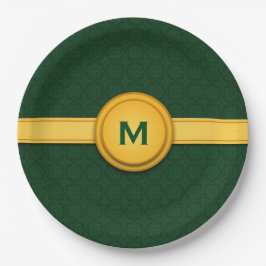 Green and Gold Wedding Monogram A04 Papieren Bordje