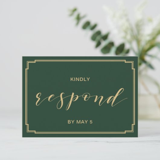 Green and Gold Wedding rsvp (Staand voorkant)