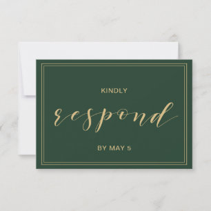 Green and Gold Wedding rsvp Kaartje