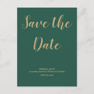 Green and Gold Wedding Save the Date Aankondigingskaart