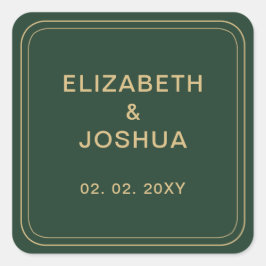 Green and Gold Wedding Vierkante Sticker
