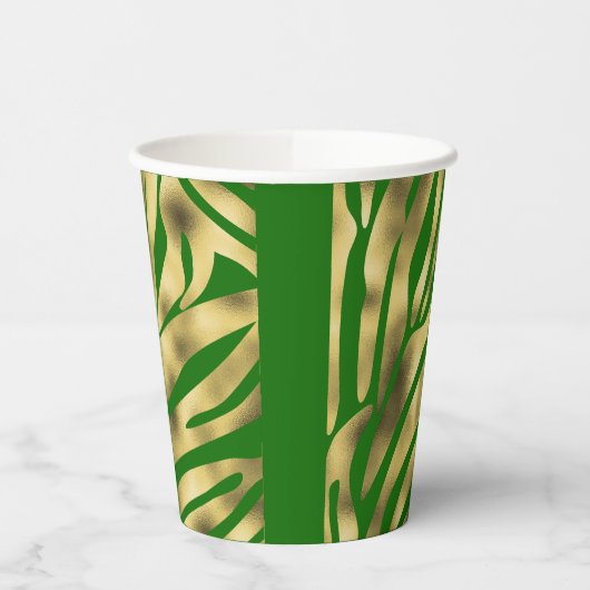 Green and Gold Zebra Festive Papieren Bekers (Links)