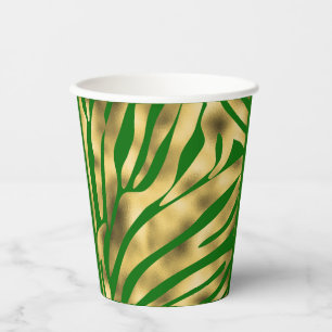 Green and Gold Zebra Festive Papieren Bekers