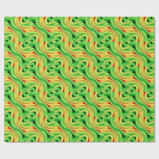 green and golden chrome waves cadeaupapier (Vlak)