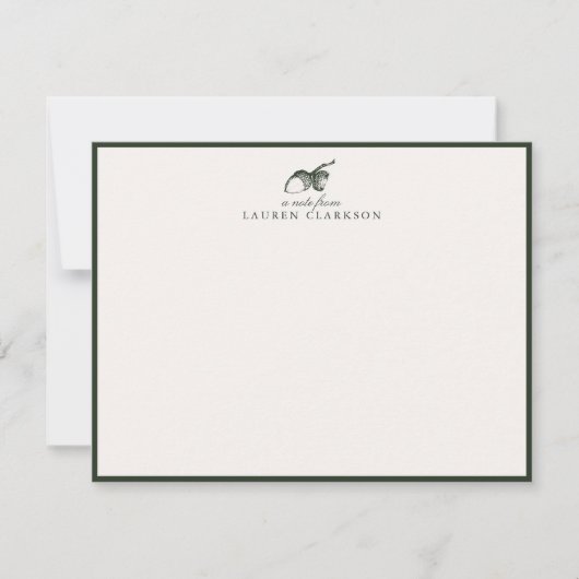 Green and Ivory Acorn Frame Note Card Save The Date (Voorkant)