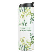 Green and Ivory Sister-in-Laugh Funny Quote Thermosbeker (Gedraaid links)