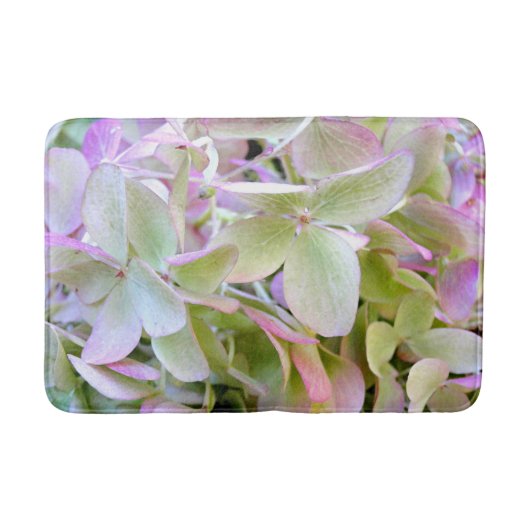 Green and Lavender Hydrangea Floral Bath Mat (Voorkant)