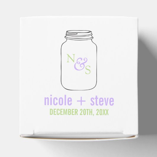 Green and Lavender Mason Jar Monogram Wedding Bedankdoosjes (Bovenkant)