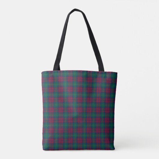 Green and Maroon Plaid Lindsay Tartan Monogram Tote Bag (Achterkant)