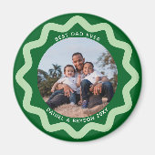 Green and Mint Wavy Circle Photo Frame with Text Magneet (Voorkant)