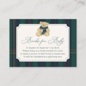 Green and Navy Plaid Teddy Bear Book Request Informatiekaartje (Voorkant)