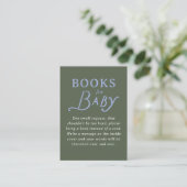 Green and Periwinkle Blue Book Request Baby Shower Informatiekaartje (Staand voorkant)