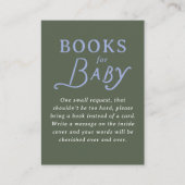 Green and Periwinkle Blue Book Request Baby Shower Informatiekaartje (Voorkant)