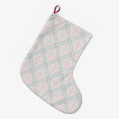 Green and pink pastel diamond pattern grote kerstsok (Voorkant (Hangend))