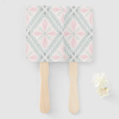 Green and pink pastel diamond pattern handwaaier (Voorkant en achterkant)
