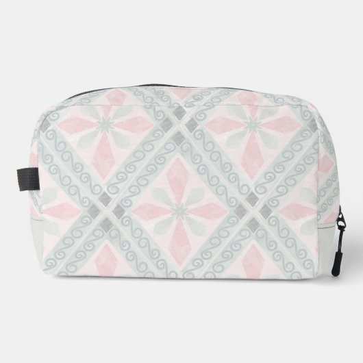 Green and pink pastel diamond pattern toilettasje (Voorkant)