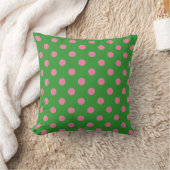Green and Pink Polka Dot Pillow Kussen (Deken)