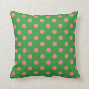 Green and Pink Polka Dot Pillow Kussen