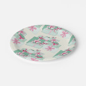 Green and Pink Stacked Christmas Presents Papieren Bordje (Gekanteld)