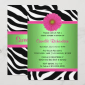 Green and Pink, Zebra Sweet Sixteen Uitnodiging (Voorkant / Achterkant)