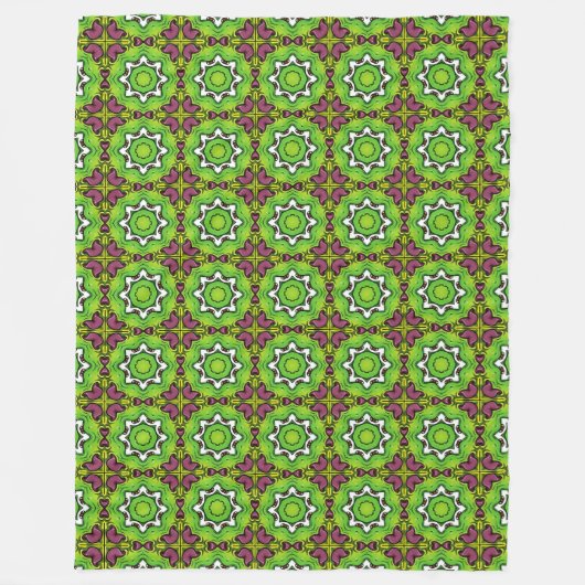 Green and purple geometric mandala pattern fleece deken (Voorkant)