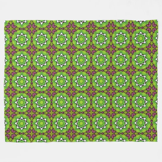 Green and purple geometric mandala pattern fleece deken (Voorkant (Horizontaal))